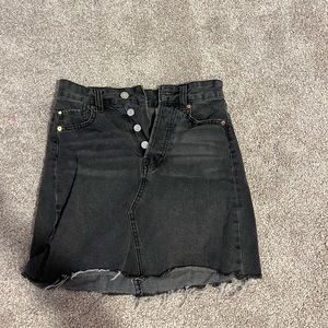 black tight denim mini skirt